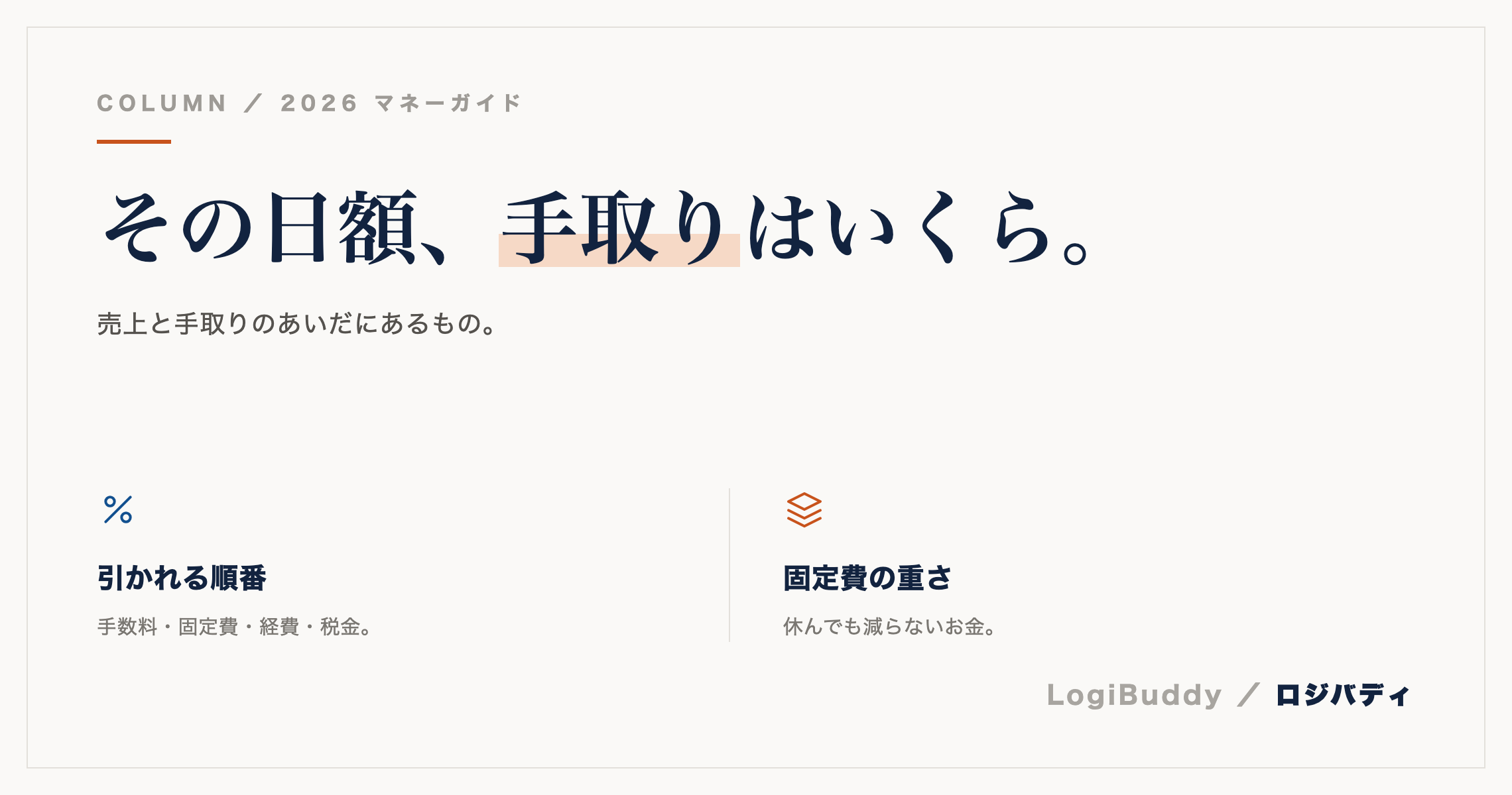 軽貨物の日額から手取りを逆算する